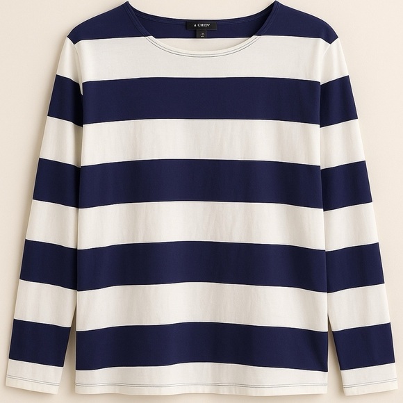J. Crew Women’s Long Sleeve Blue/White Striped Shirt Size XS 100% Cotton Shirt - Picture 2 of 3